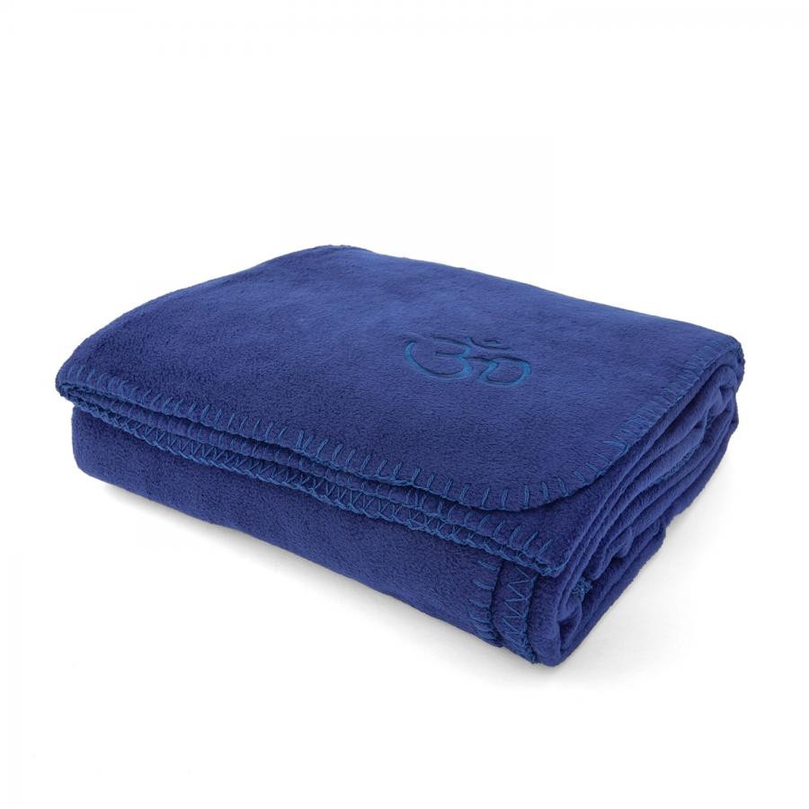 Sanz Marti Coperta Yoga E Relax In Pile 140x240 Cm – Blu Navy Con Ricamo E Bordo Uncinetto, 100% Poliestere, Lavabile
